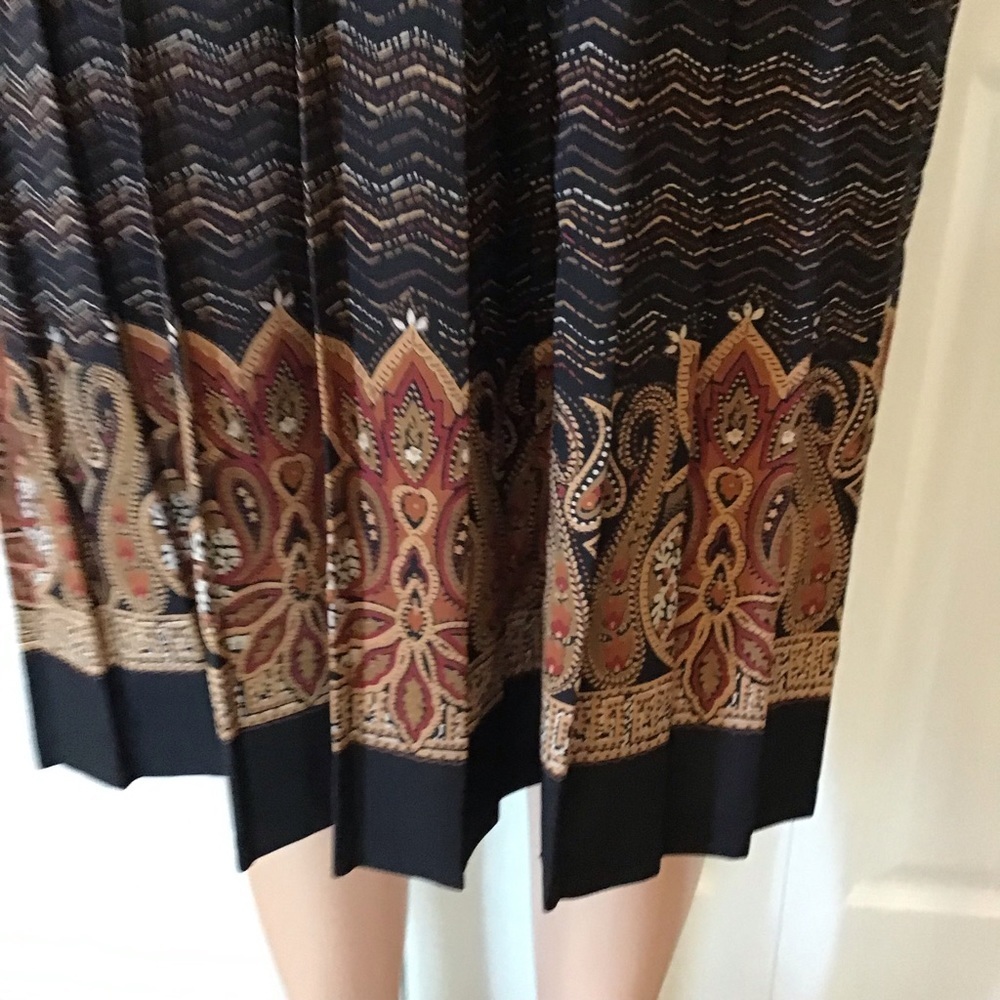 Vintage Breli Originals Brown Belted Pleated Secretary Shirt Dress Size 8 - Picture 4 of 8